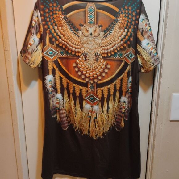 Bohemian Owl Print Mini Dress - Picture 6 of 10